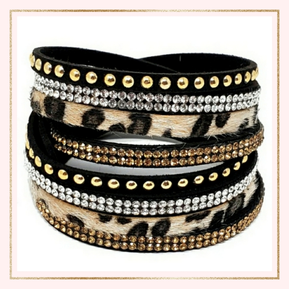 SOLD Leopard Wrap & Snap Bracelet or Choker - Picture 1 of 4